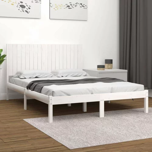 Okvir za krevet od masivnog drva bijeli 180 x 200 cm 6FT bračni