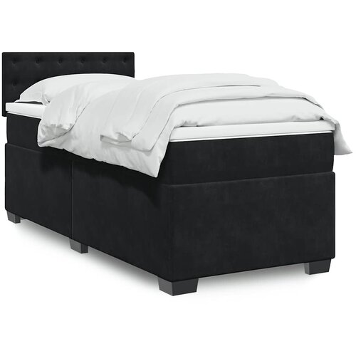  Krevet box spring s madracem crni za jednu osobu baršunasti Cene
