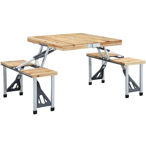 VidaXL Zložljiva miza za kampiranje s 4 sedeži jeklo aluminij, (20816952) Slike