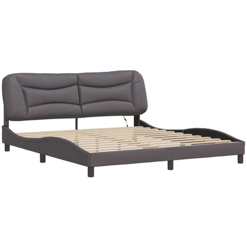  Okvir kreveta s LED svjetlima sivi 180 x 200 cm od umjetne kože Slike