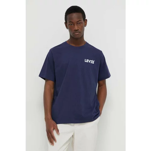 Levi's Pamučna majica za muškarce, boja: tamno plava, s tiskom