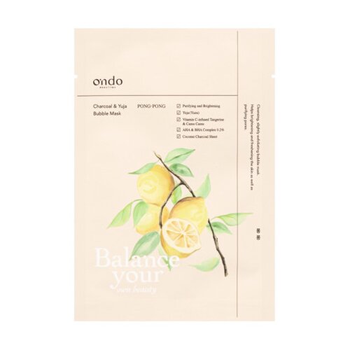 Ondo Beauty 36.5 negovalna maska za obraz - Charcoal & Yuja Bubble Mask Cene