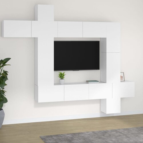  9-dijelni set TV ormarića bijeli od konstruiranog drva Cene