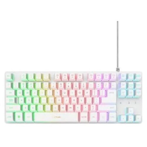 Trust GXT 833W Thado TKL gaming tastatura 87 tastera RGB YU raspored bela Slike