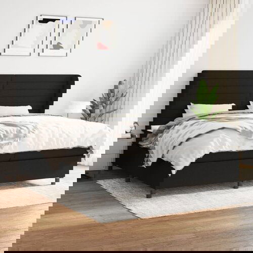  The Living Store Box spring postelja z vzmetnico črn 200x200 cm blago - Box Spring Postelja, (21458173) Slike