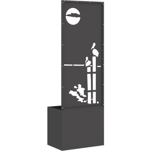 vidaXL Vrtno korito z dekorativno ploščo Črna 50 x 140 cm Mnogi jeklo Cene