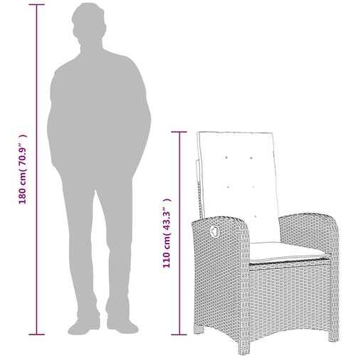 9-dijelni vrtni blagovaonski set s jastucima crni od poliratana Crna 190 cm table length Slike