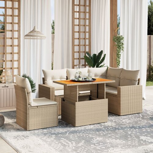 VidaXL 6-dijelni set vrtnih sofa s jastucima bež od poliratana Slike