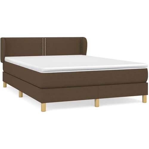  Krevet s oprugama i madracem tamnosmeđi 140 x 190 cm od tkanine Slike