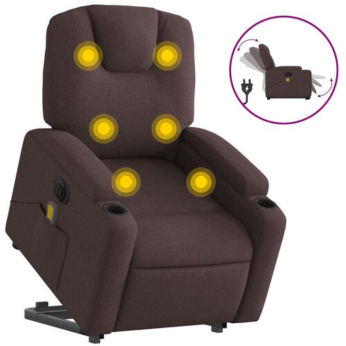 Maison Chic Električni masažni naslanjač - Relax naslanjač s funkcijo vstajanja temno rjav, (22061375) Slike
