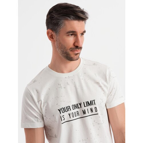 Ombre Men&amp;#039;s printed t-shirt with round neckline - white Slike