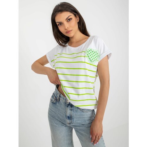Fashion Hunters White and light green striped blouse with application Slike