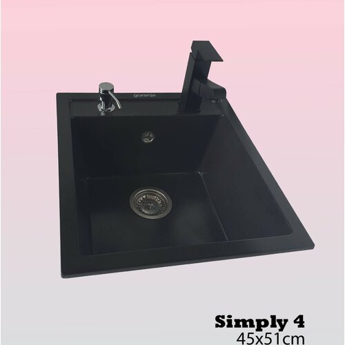 Gorenje set sudopera sa slavinom i sifonom simply 4 karbon + black quadra slavina + ugradni dozer Slike