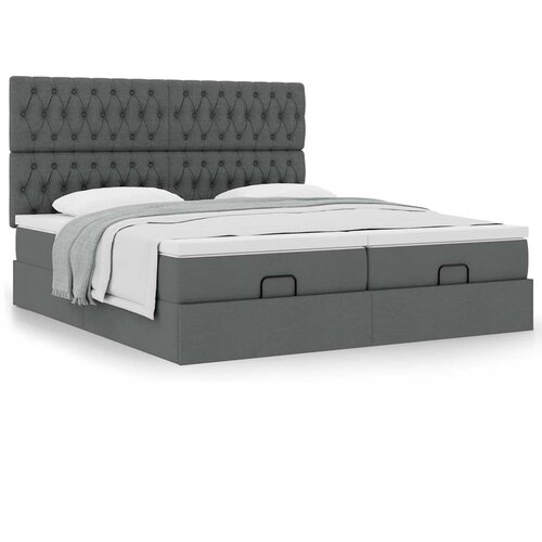 VidaXL Otomanski posteljni okvir z vzmetnicami siv 200x200 cm blago Slike