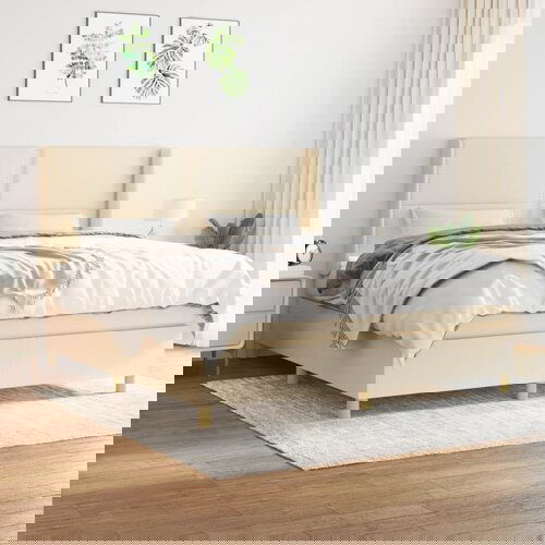The Living Store Box spring postelja z vzmetnico krem 180x200 cm blago - Box Spring Postelja, (21512724) Slike