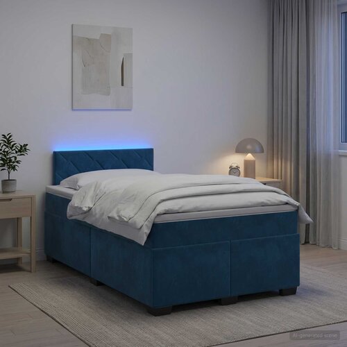  Krevet s box springom, madracem i LED-om Plava 120 x 200 cm Cijene