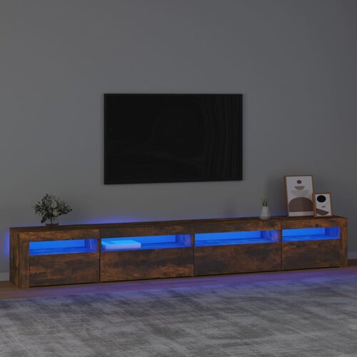 TV ormarić s LED svjetlima boja dimljenog hrasta 270x35x40 cm Cene