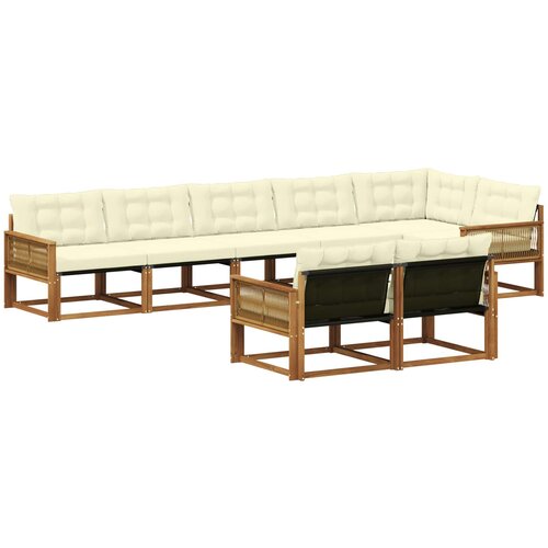 vidaXL Zunanja garnitura za sedenje z blazino 8 pcs Naravna in smetana, (5000273207) Cene