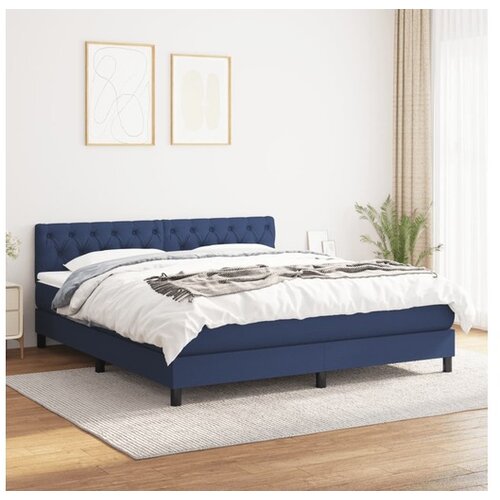  Box spring postelja z vzmetnico modra 160x200 cm blago Cene