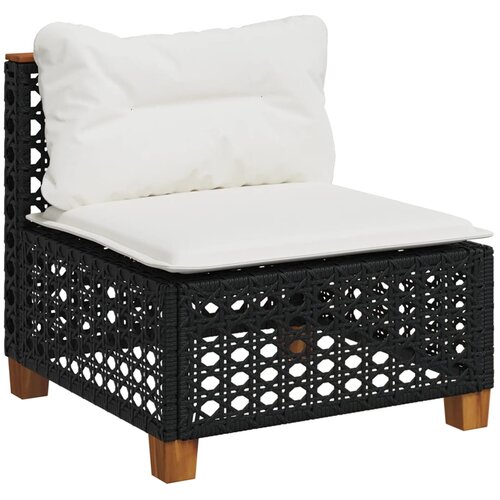  6-dijelni set vrtnih sofa s jastucima crni od poliratana Crna 55 x 55 x 36 cm Slike