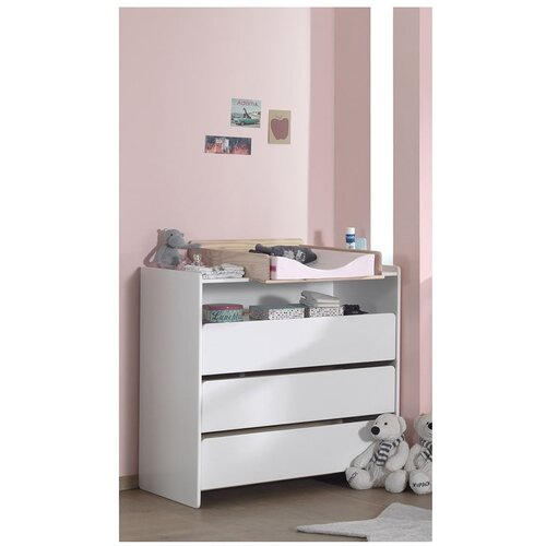 Vipack Bela nizka otro&amp;scaron;ka komoda iz masivnega bora s previjalnim pultom 90x106 cm KIDDY &amp;ndash; Slike