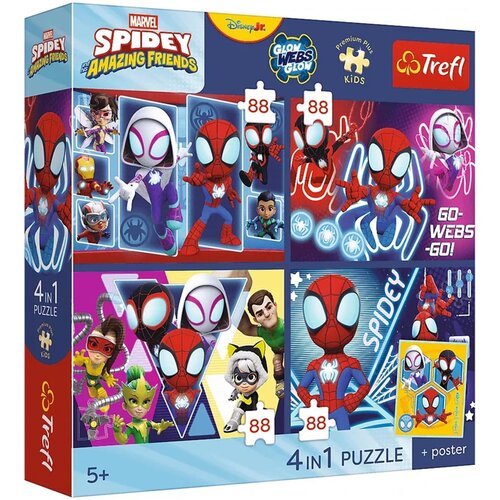 Trefl Spidey i prijatelji - 4 x 88 dijelova Premium Plus Kids puzzle - Slike