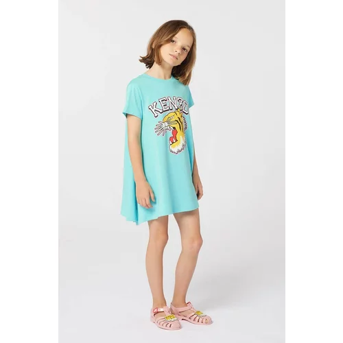 Kenzo Kids Dječja pamučna haljina mini, ravna