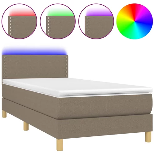 vidaXL Box spring postelja z vzmetnico LED taupe 80x200 cm blago, (20898638)