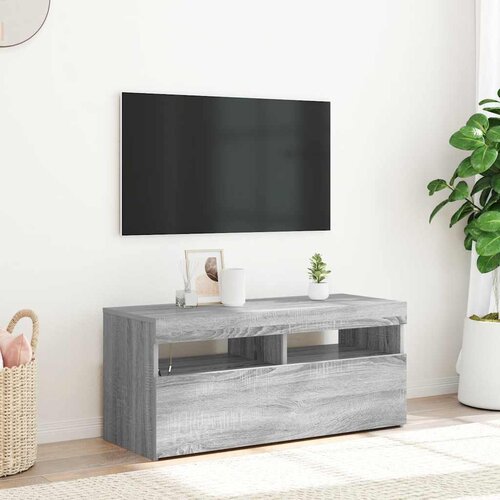 TV ormarić s LED svjetlima boja sivog hrasta sonome 90x35x40 cm Cijene