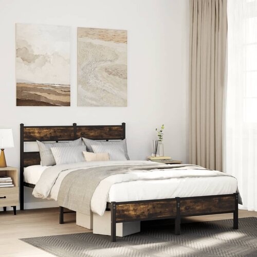 VidaXL Okvir kreveta bez madraca s uzglavljem boja hrasta 120x190 cm Slike