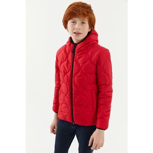 River Club Boys Red Onion Pattern Lined Waterproof And Windproof Hooded Coat.