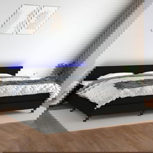  The Living Store Box spring postelja z vzmetnico LED črna 200x200 cm blago - Box Spring Postelja, (21500966) Slike