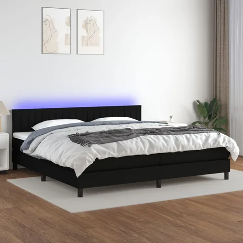  The Living Store Box spring postelja z vzmetnico LED črna 200x200 cm blago - Box Spring Postelja, (21500966)