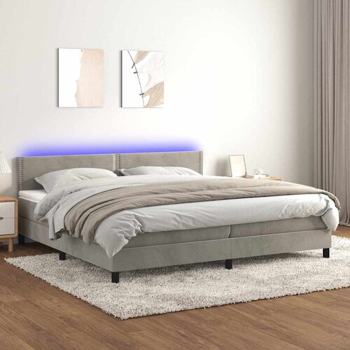 box spring s madracem LED svjetlosivi 200x200 cm bar&amp;scaron;un Slike
