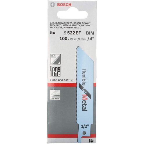 Bosch list univerzalne testere S 522 EF Flexible for Metal - pakovanje 5 komada - 2608656012 Slike