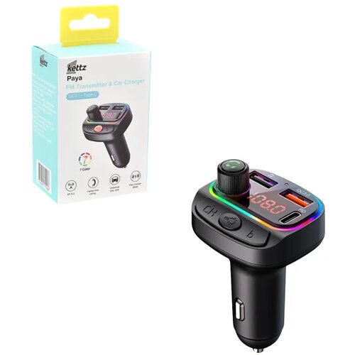 Kettz FM Transmiter i Punjač Paya &ndash; 2&times;USB QC3.1 + Type-C, LED Cene
