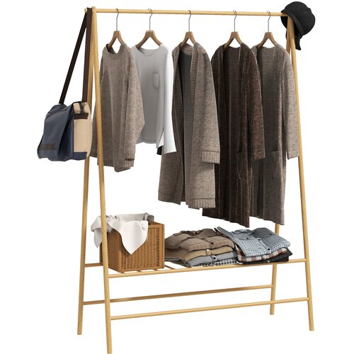 HOMCOM garderobni stojalnik bambus 116D x 43,5&Scaron; x 160V cm naravni les, (5000242251) Cene