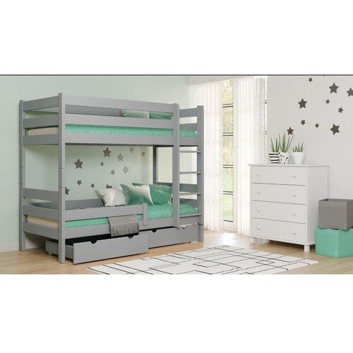 Molarem Home Drveni dječji krevet na kat Gagatek Lux - sivi - 190x90 cm - S 2 ladice Cijene