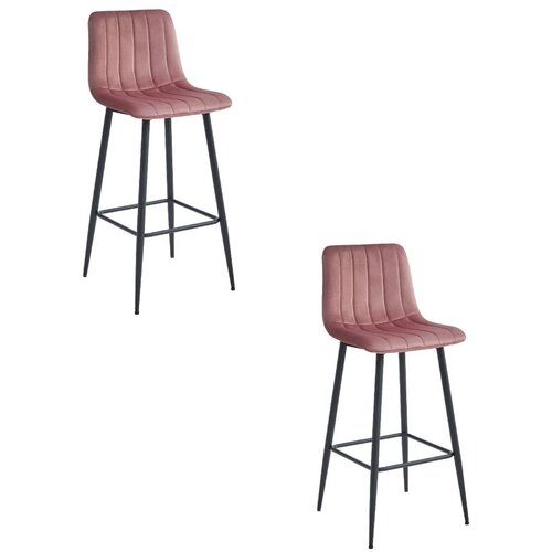  Set 2 POZZA barske stolice - Tamno Ružičasti Baršun / Crne Noge Cene