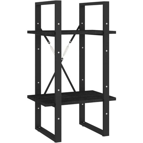 VidaXL Knjižna omara 2-nadstropna črna 40x30x70 cm trdna borovina Slike