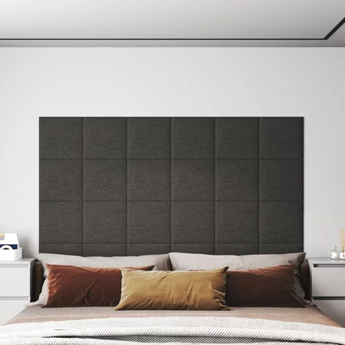 vidaXL Stenski paneli 12 kosov temno sivi 30x30 cm blago 1,08 m²