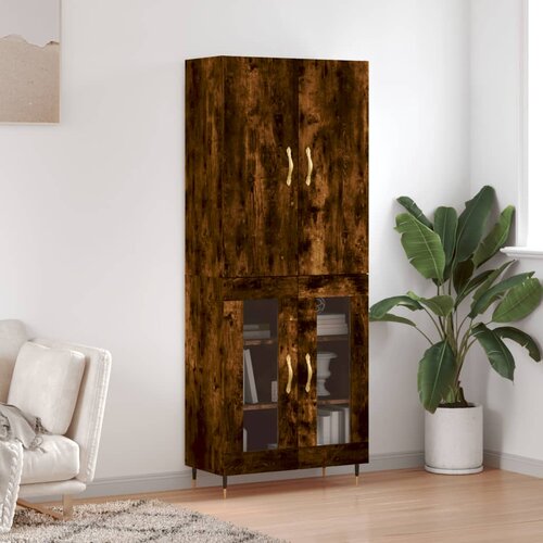 vidaXL Visoka komoda dimljeni hrast 69 5x34x180 cm konstruiranog drva Cene