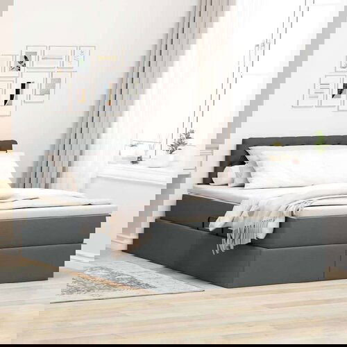  Krevet S LED lampica s pohranom Tamno siva 120 x 200 cm tkanina Cijene