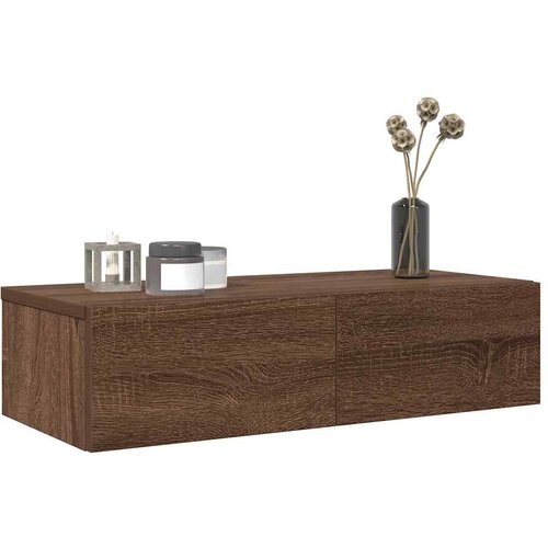 vidaXL Stenska polica s predali rjav hrast 60x26,5x15 cm inž. les Cene