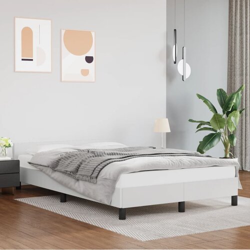 The Living Store Posteljni okvir z vzglavjem bela 120x200 cm umetno usnje - Posteljni Okvir Z Vzglavjem, (21531274) Cene