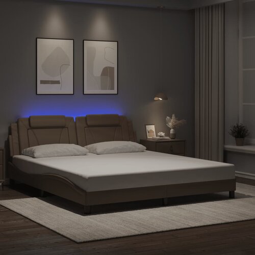 Furnova Posteljni okvir z LED lučkami kapučino 180x200 cm umetno usnje, (21936927) Slike