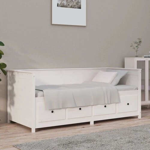  Dnevna postelja bela 100x200 cm trdna borovina, (21157787) Cene