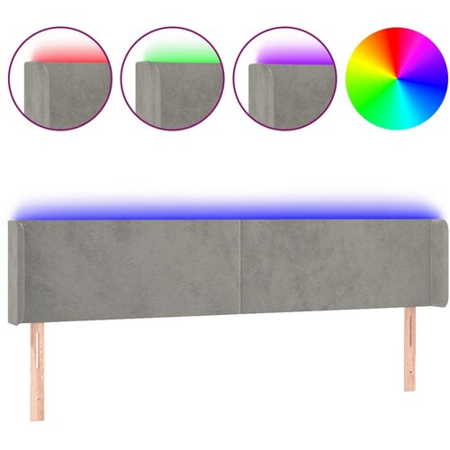 Maison Chic led posteljno vzglavje - vzglavna omarica - nočna omarica svetlo sivo 163x16x78/88 cm žamet, (21708050) Slike