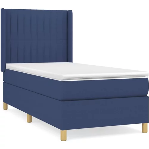 vidaXL Box spring postelja z vzmetnico moder 80x200 cm blago, (20892713)