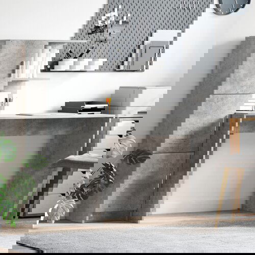 vidaXL Miza s shranjevanjem Betonsko siva Inženirski les Cene